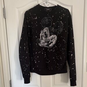 DOMREBEL Black and White Wolf Graphic Crewneck Sweater